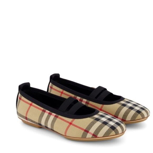 Burberry Logo-Detail Check Ballerina Shoes, New, Size EU 35, UK 2.5 - Picture 7 of 15